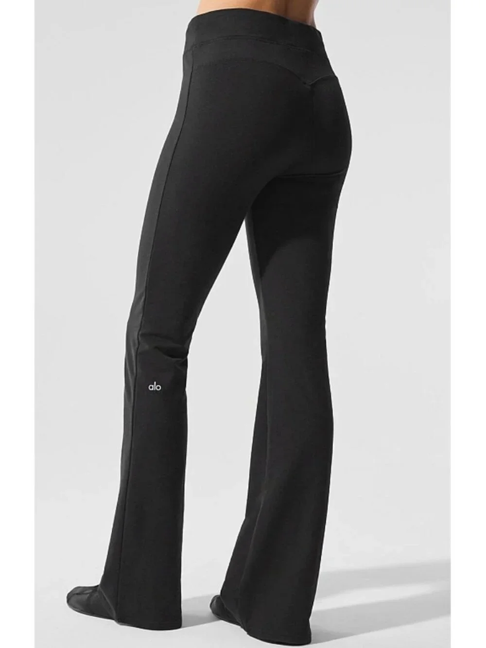 Alo Sway Bootcut Sweatpant Soft Black Distressed Booty-Lift Stretchy Flared Pant